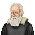 Retrato de cientista em estilo colorido desenhado à mão a partir de fotos