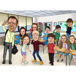 Schulklassenkarikatur mit Lehrer