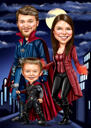 Superhero Caricature: Super Daddy with Kids Drawing