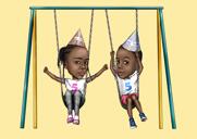 Kids Birthday Caricature Gift with Color Background