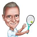 Head and Shoulders Tennis Player Caricature
