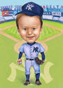 Fan on Baseball Stadium Caricature