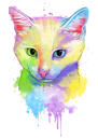 Custom Cat Portrait from Photos - Watercolor Painting in Soft Pastel Colors