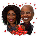 pareja, caricatura, tenencia, corazones