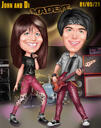 Couple Band Music on Stage Caricature for Personalized Music Album Cover
