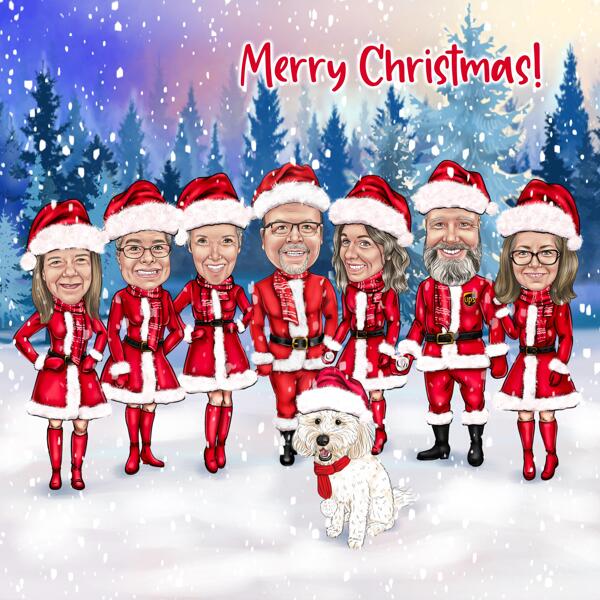 Karikatur eines Weihnachtsmanns für Geschäftsangestellte