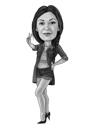 Black and White Caricature: Full Body Drawing