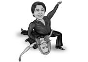 Пользовательская карикатура на парное танго в черно-белом стиле из фотографий