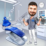 Caricatură cadou dentist din fotografie