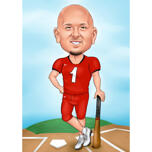 Baseball Player Caricature with Bat