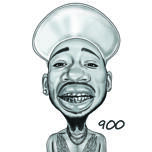 Exaggerated Caricature in Black and White Style