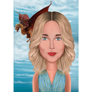 Customized Game of Thrones Theme Woman Cartoon Portrait with Background