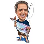 Caricatura de pesca de fotos: color, cuerpo completo