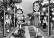 Proposal Caricature of Couple with Custom Background