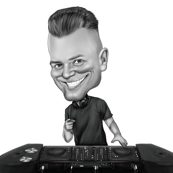 Exaggerated Caricature in Black and White Style