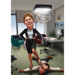 Exaggerated Office Employees Scene