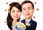 1 Year Wedding Anniversary Custom Caricature