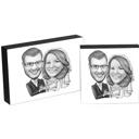 Canvas Caricature of 2 Persons in Black and White Style