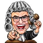 Barevná karikatura soudce