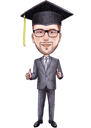 Dibujo de caricatura de cuerpo completo de graduación