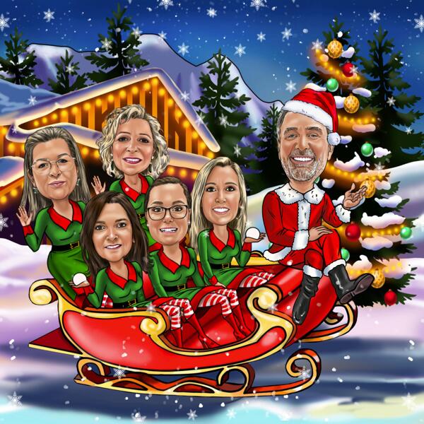 Corporate Christmas Caricature from Photo