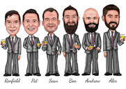 Caricature de garçons d'honneur tenant des boissons