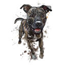 Portret de desene animate de câine maro cu tot corpul din fotografie în stil natural acuarelă