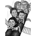 Achterbahn-Familienkarikatur von Fotos
