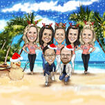 Tropical Christmas Card Caricature