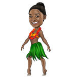 Caricatura de bailarina hawaiana