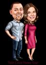 Caricature d'un couple heureux sur fond noir à partir d'une photo