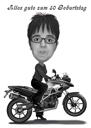 Mand på motorcykel - håndtegnet skitsekarikatur fra fotos