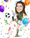 Caricatura femenina única en color de fotos como regalo de cumpleaños número 21 para ella