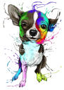 Acuarela Pastel De Cuerpo Entero Chihuahua Dibujos Animados Retrato Dibujo Arte