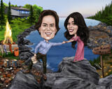 Friends Caricature Portrait with Nature View