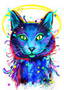 Retrato conmemorativo en acuarela con halo por la pérdida de una mascota