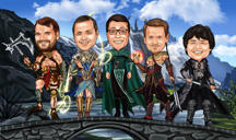 Dibujo de caricatura de un grupo de superhéroes