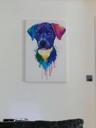Akvareļa suņa portrets uz audekla