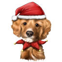 Christmas Santa Hat Dog Portrait