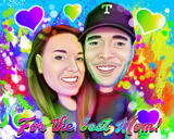Watercolor Mother's Day Gift - Family Caricature