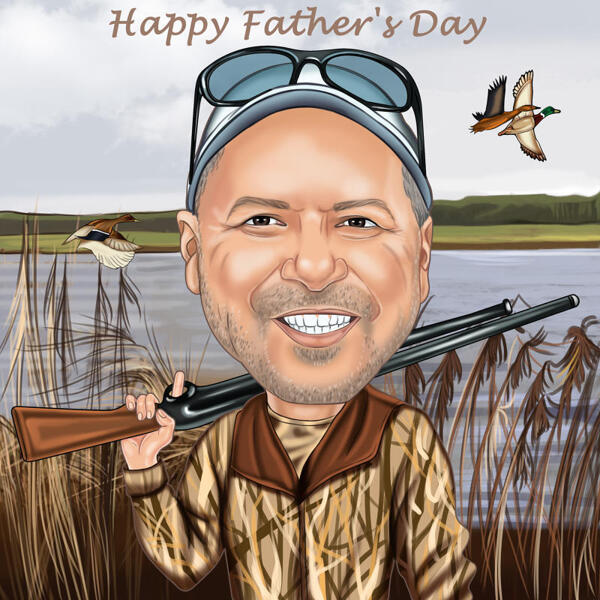 Custom Father's Portrait Caricature Featuring Hobby