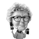 Caricatura della nonna in stile bianco e nero
