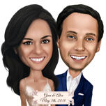 Dessin de la mariée et du marié avec date de mariage