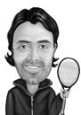 Pielāgota tenisa karikatūra no fotoattēliem ar tenisa raketi