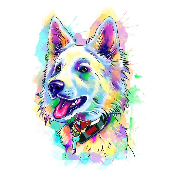 Pastel suluboya köpek portresi