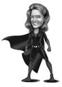 Caricatura di supereroe in bianco e nero
