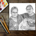 Par med babyportræt fra fotos med hvid baggrund trykt på plakat