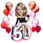 Birthday Caricature - Sitting on Number Drawing