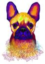 Regenbogen-Aquarell-Porträt der französischen Bulldogge von den Fotos