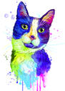 Portrait de chat arc-en-ciel aquarelle
